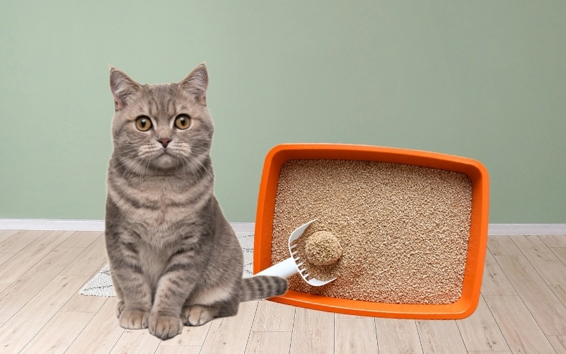 Natural wheat-based cat litter close up