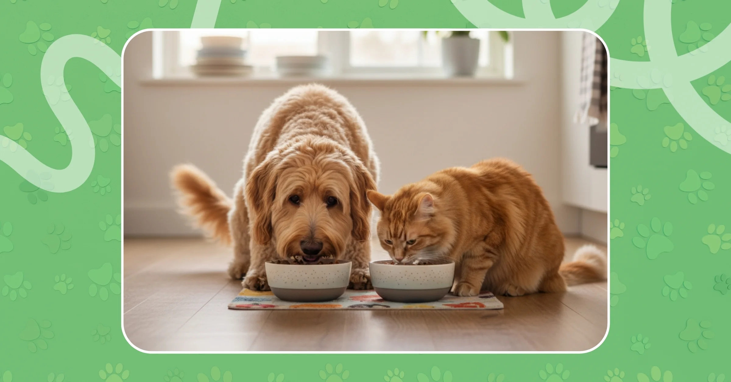 Healthy pet food mealtime with dog enjoying nutritious meal