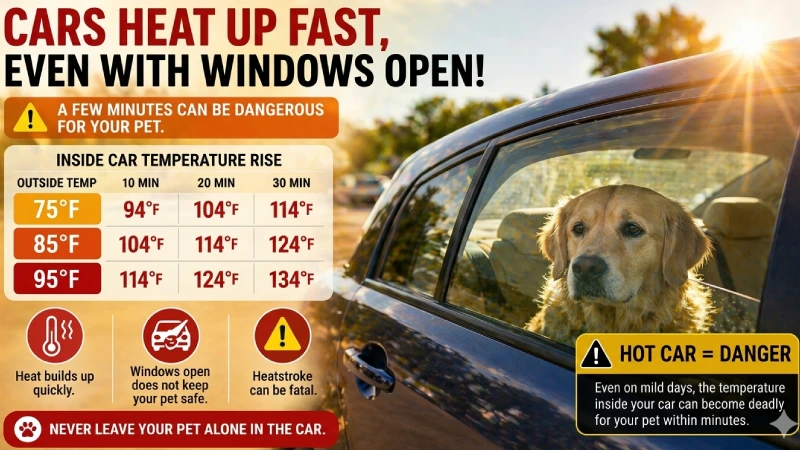 hot car temperature risk pets overheating danger