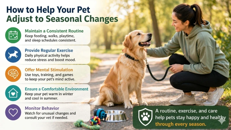 how to help pets adjust seasonal change routine care exercise