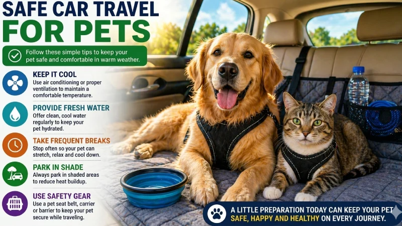 pet safe car travel water ventilation safety tips