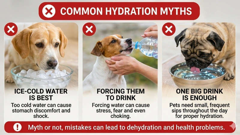 pet hydration mistakes ice water forcing water