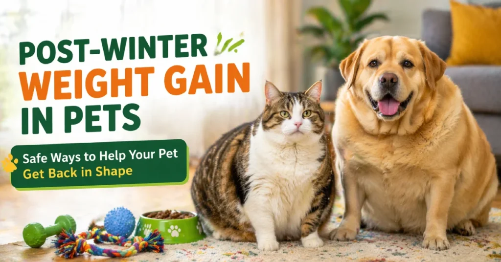 post winter weight gain in pets overweight dog and cat