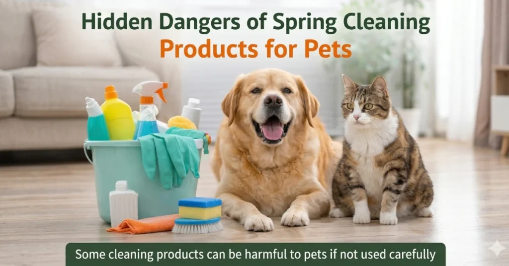 hidden dangers of spring cleaning products for pets dog and cat at home