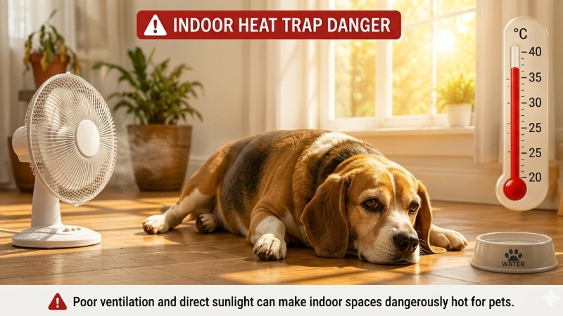 indoor heat trap danger pets hot room sunlight
