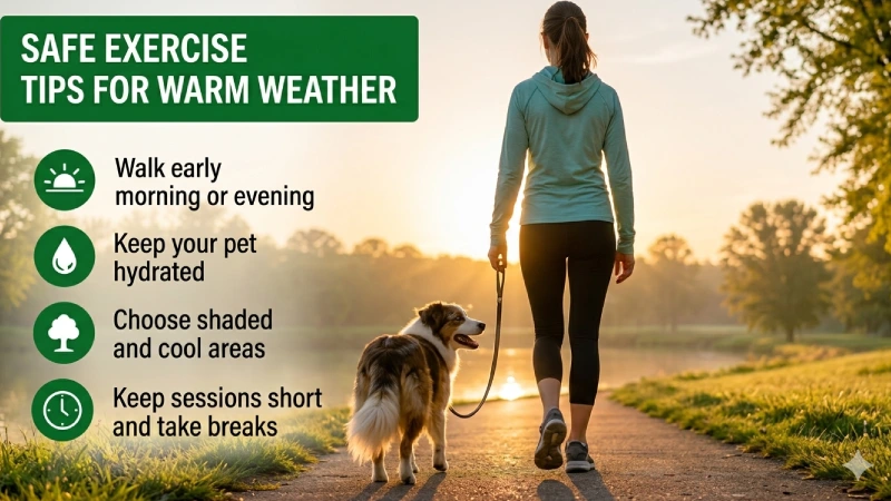 safe pet walk early morning evening cool weather